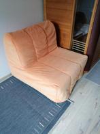 Opplooibaar bed-zetel, Bruin, 90 cm, Eenpersoons, Zo goed als nieuw