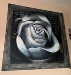 Grote canvas met roos, Comme neuf, Peinture, 100 à 125 cm, 75 cm ou plus