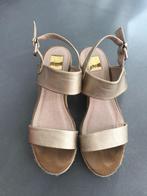 Gouden sandalen met sleehak, maat 38. 2 keer gedragen!, Kleding | Dames, Schoenen, Sandalen of Muiltjes, Ophalen of Verzenden