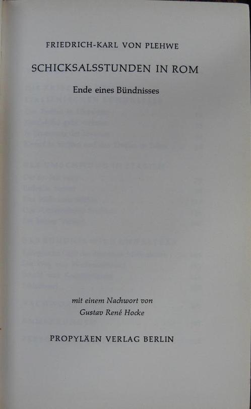 Schicksalsstunden in Rom Ende eines Bündnisses, Livres, Guerre & Militaire, Utilisé, Général, Deuxième Guerre mondiale, Enlèvement ou Envoi