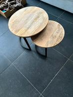 Twee ronde bijzettafeltjes, Huis en Inrichting, Tafels | Bijzettafels, Metaal of Aluminium, Rond, 55 tot 75 cm, Ophalen