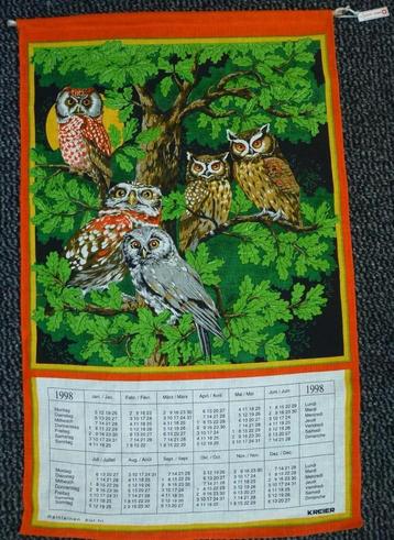 calendrier rétro avec hiboux 1998, Enlèvement ou Envoi, Maison et Meubles