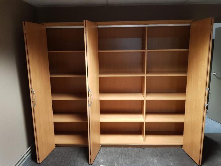 2 ruime bureaukasten met schuifdeuren – B250 x H224 x D66 cm, Huis en Inrichting, Kasten | Overige, Zo goed als nieuw, Ophalen