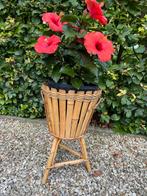 Pot de fleurs rétro en bambou avec pieds, Jardin & Terrasse, Enlèvement, Utilisé, Rond, Autres matériaux