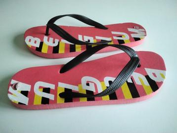 Lichte teenslippers/ zwart/geel/rood - België/Pt. 41/ NEUF.