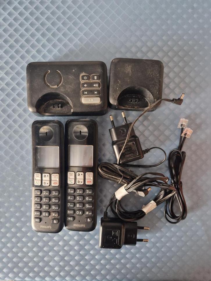 duoset draadloze telefoon Philips met antwoord apparaat, Telecommunicatie, Vaste telefoons | Handsets en Draadloos, Gebruikt, 2 handsets