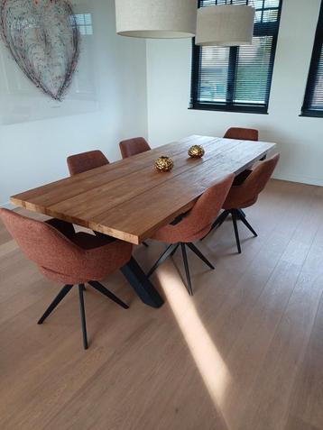 Table Teck - pied noir - 250 cm, Maison & Meubles, Tables | Tables à manger, Enlèvement, Comme neuf, Teck