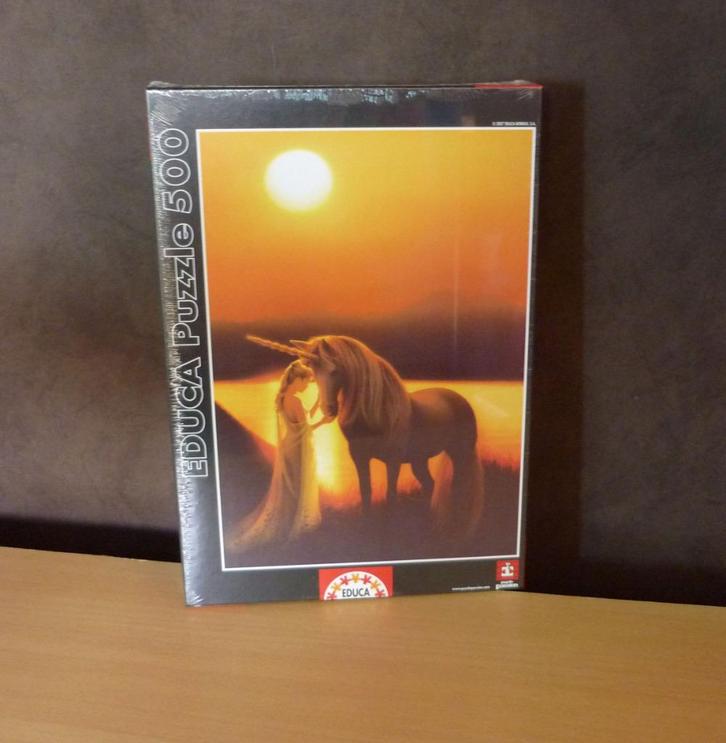 Educa Puzzel 500 stuks Eenhoorn vrouw zonsondergang, Hobby en Vrije tijd, Denksport en Puzzels, Ophalen of Verzenden