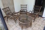 Bamboe rotan stoelen en tafel, Maison & Meubles, Canapés | Salons, Enlèvement, Utilisé, Osier ou Rotin