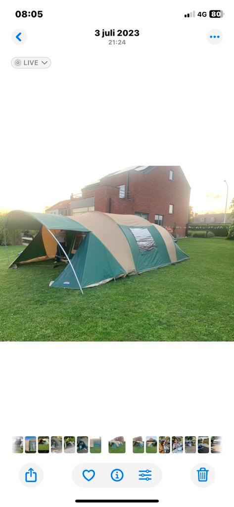 Cabanon katoenen megatent/tunneltent, Caravans en Kamperen, Tenten, Zo goed als nieuw, Ophalen