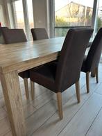 Robuuste houten eettafel met 6 stoelen, Huis en Inrichting, Ophalen, Gebruikt, 50 tot 100 cm, Vijf personen of meer
