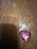 Pendentif vintage en forme de cœur rose, Envoi, Comme neuf