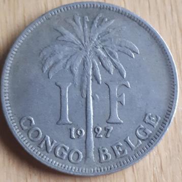 KONGO BELGE 1 FRANC 1927 FR KM 20 TRÈS SYMPA ! !