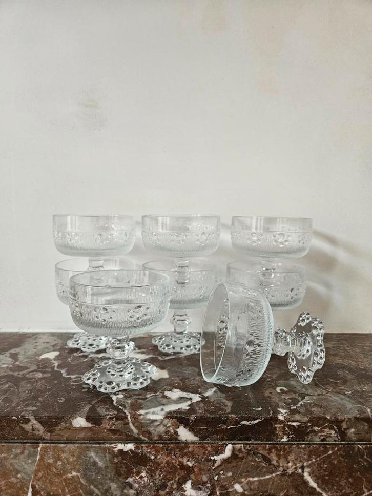 Vintage Italiaanse champagnecoupes, Huis en Inrichting, Keuken | Servies, Zo goed als nieuw, Glas of Glazen, Effen, Glas, Ophalen