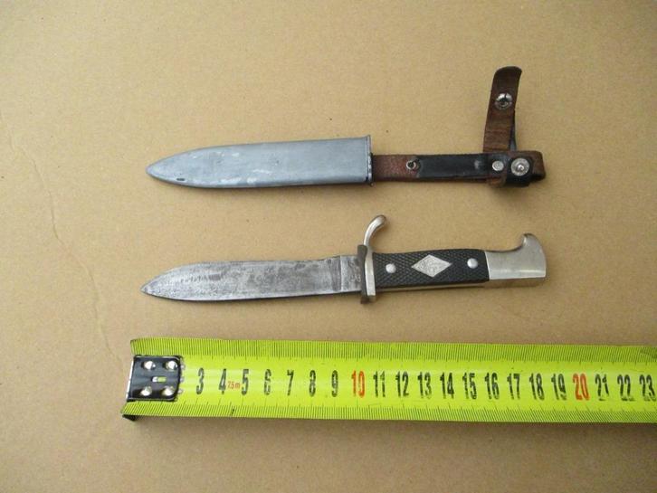 Oorlogs dolk mes in metalen schede Hubertus Solingen, Verzamelen, Militaria | Algemeen, Landmacht, Mes of Dolk, Ophalen