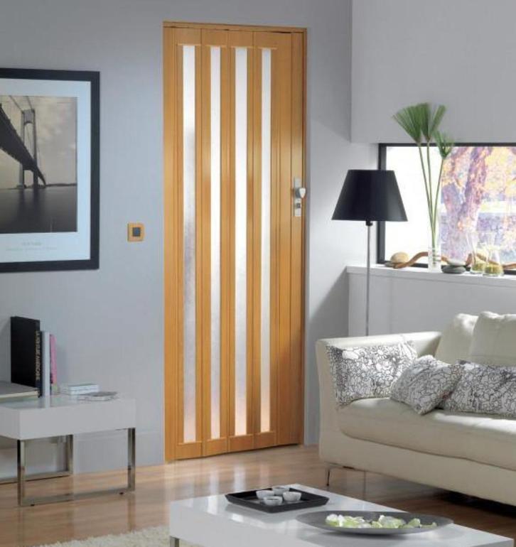 SALE! Grosfillex Larya vouwdeur met glas kleur beuken 84x205, Antiek en Kunst, Antiek | Bestek, Ophalen of Verzenden