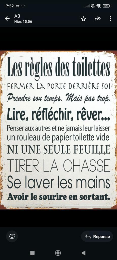 plaque murale règles des toilettes en bois d albesia 40x30 c, Huis en Inrichting, Woonaccessoires | Tekstborden en Spreuken, Nieuw