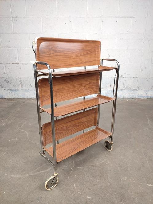 Vintage opvouwbare serveer trolley, Huis en Inrichting, Tafels | Sidetables, Zo goed als nieuw, Ophalen