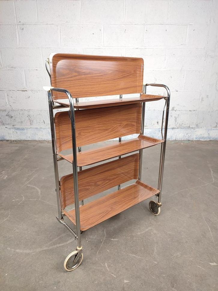 Vintage opvouwbare serveer trolley, Huis en Inrichting, Tafels | Sidetables, Zo goed als nieuw, Ophalen