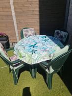 Tuinset voor 4 personen : tuintafel - stoelen - parasolvoet, Tuin en Terras, Ophalen, Zo goed als nieuw, Tuinset