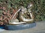 naakte vrouw die yoga doet in brons, gesigneerd, CLAUDE., Ophalen of Verzenden, Brons