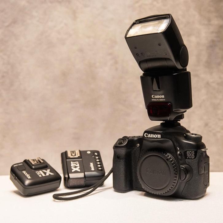 Canon EOS 70D + Flash Canon 430 EX II + Godox X2Tc/X1Rc, Audio, Tv en Foto, Fotocamera's Digitaal, Zo goed als nieuw, Canon, Ophalen