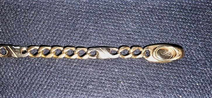 TWEEKLEURIGE ARMBAND IN 18 KARAAT GOUD, Handtassen en Accessoires, Armbanden, Nieuw, Goud