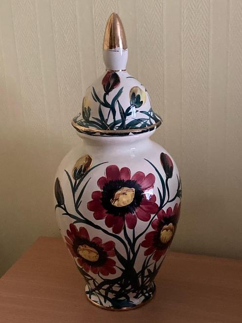 Vaas met deksel en bloemendesign, Antiek en Kunst, Antiek | Vazen, Ophalen