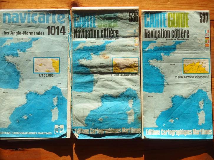 Zeekaarten op papier Manche - Bretagne - Mediterraan, Watersport en Boten, Bootonderdelen, Gebruikt, Overige typen, Ophalen of Verzenden