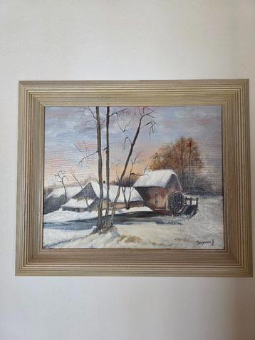 Schilderij " Watermolen in de winter" beschikbaar voor biedingen