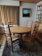 Eike uittrekbare ronde tafel met 4 stoelen, Huis en Inrichting, Stoelen, Ophalen, Zo goed als nieuw, Hout, Landelijk