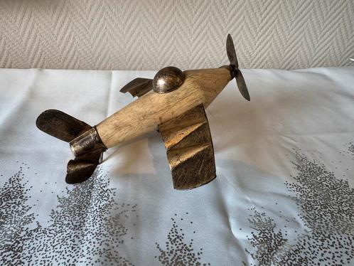 ️ Avion décoratif en bois & métal – style vintage, Huis en Inrichting, Woonaccessoires | Overige, Zo goed als nieuw, Ophalen