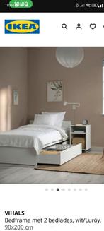 2x 1-pers bedden, lattenbodems en GRATIS Matrassen, Ophalen, Wit, 200 cm, 90 cm