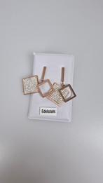 Boucles d’oreilles acier rose gold strass – neuves, Neuf, Enlèvement ou Envoi, Rose, Avec strass