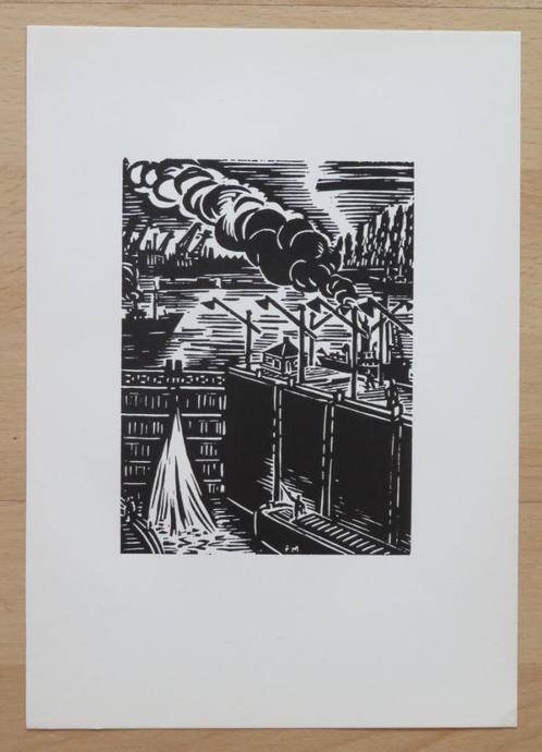 Houtsnede van Frans Masereel: DE SLUIS VAN GENK, Antiek en Kunst, Kunst | Etsen en Gravures, Verzenden