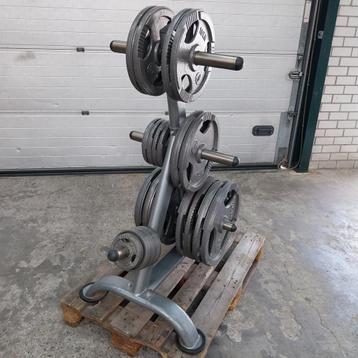 292.5 kilo Olympische Grip Gewichten set + Gewichten rack  beschikbaar voor biedingen