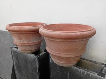 2x exclusieve "Ugo Poggi" terra cotta bloempotten, Enlèvement, Comme neuf, Poterie, Intérieur