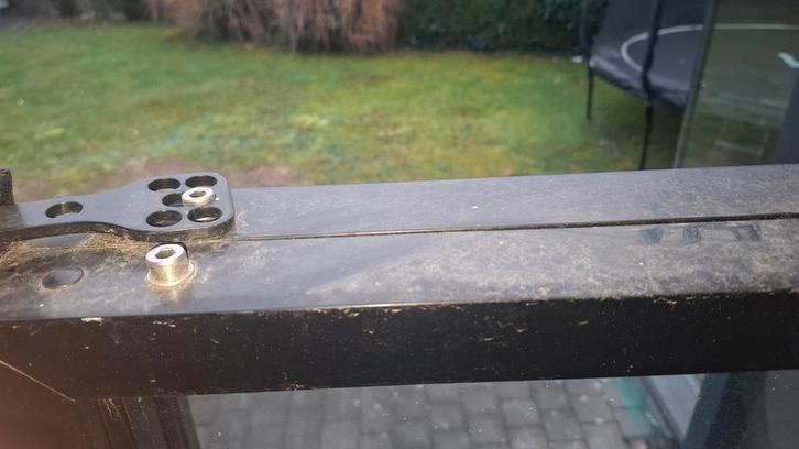 Mooie stevige windschermen op wieltjes van veiligheidsglas e, Tuin en Terras, Palen, Balken en Planken, Gebruikt, Ophalen