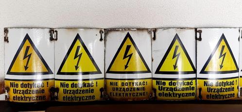5 industriële emaille waarschuwingsborden, Verzamelen, Merken en Reclamevoorwerpen, Gebruikt, Overige typen, Ophalen of Verzenden