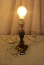 Mooie Retro Tafellamp in metaal en hout - 25cm, Ophalen of Verzenden, Huis en Inrichting