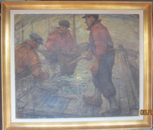 "Vissers op het dek" - Pierre Verbeke, Antiquités & Art, Art | Peinture | Classique, Enlèvement