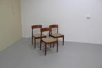 3x Vintage eetkamerstoelen - Deens Design, Maison & Meubles, Comme neuf, Brun, Vintage, Tissus