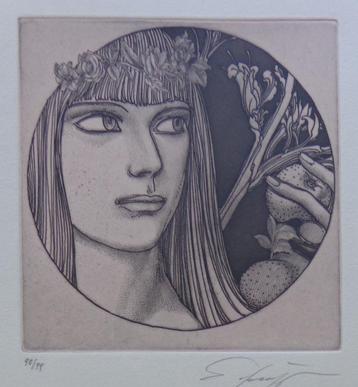 ERNST FUCHS / AURA / KLEURETS / 52x39cm / SIG, Enlèvement ou Envoi