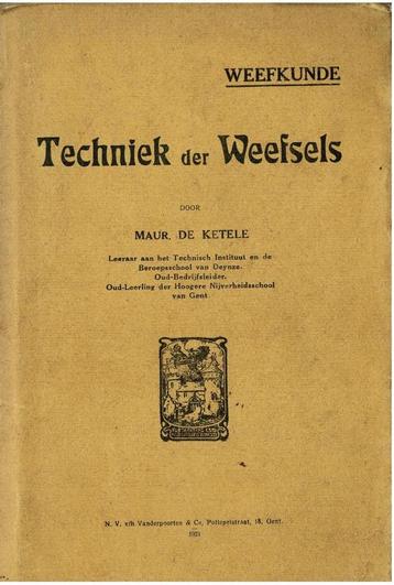 Techniek der weefsels - Maur. De ketele beschikbaar voor biedingen