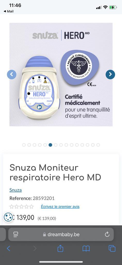 Moniteur respiration bébé Snuza Hero, Kinderen en Baby's, Babyfoons, Zo goed als nieuw, Ophalen