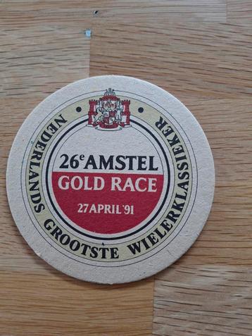 Vintage bierviltje wielrennen 1991 Amstel Gold Race, Verzamelen, Ophalen of Verzenden, Zo goed als nieuw, Viltje(s), Amstel