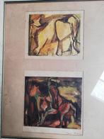 * S. Hoste: 2 aquarellen, Antiek en Kunst, Ophalen of Verzenden