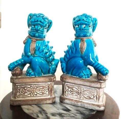 Foo dogs Chinois lions temple H 25 antique😍💑😎🎁💎👌, Antiquités & Art, Art | Sculptures & Bois, Enlèvement ou Envoi