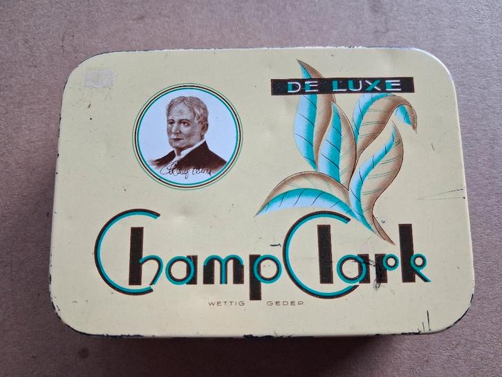 oude sigaardoos  CHAMP CLARK, Verzamelen, Rookartikelen, Aanstekers en Luciferdoosjes, Gebruikt, Tabaksdoos of Verpakking, Ophalen of Verzenden