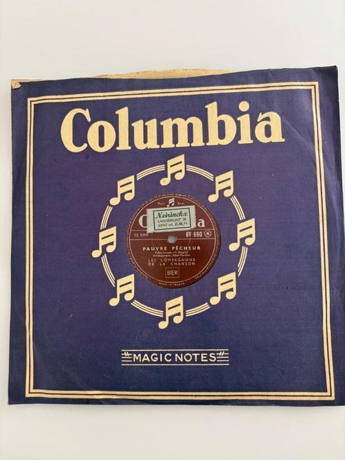 78 RPM Les Compagnons De La Chanson ‎– Pauvre Pêcheur  1955, Cd's en Dvd's, Vinyl | Pop, Zo goed als nieuw, Voor 1960, 10 inch